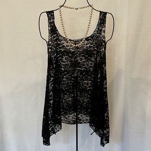 NEW BLACK SOFT LACE TANK TOP by DNA COUTURE VERY PRETTY LARGE  L/12/14 NWOT